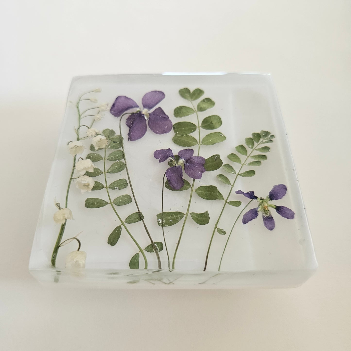 Z003 Violets Forever with Lily of the Valley (1 of 5) Limited to 5 this season – 3D Resin Flower Shadow Box