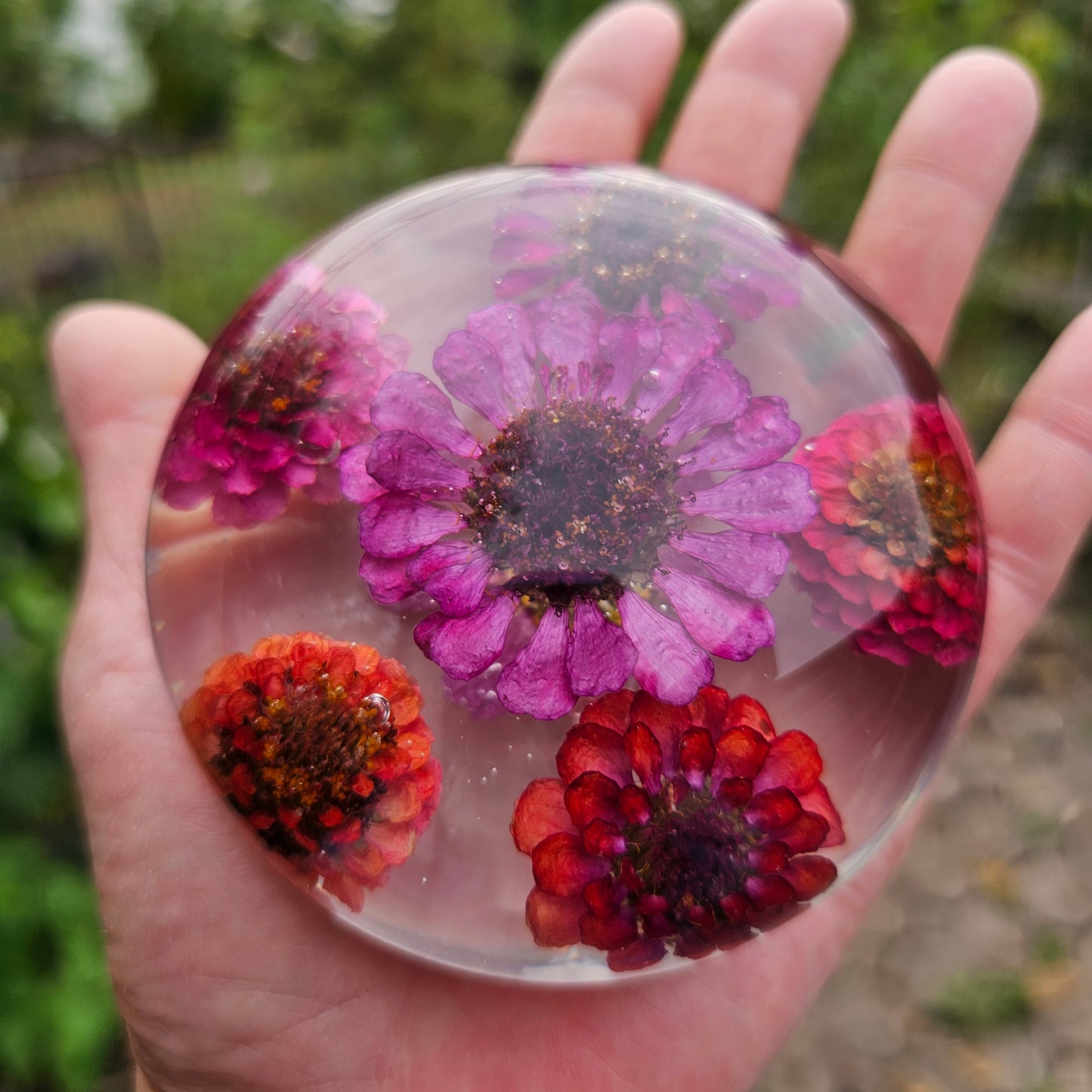 1. Resin Flower Zinnia Bouquet Paperweight