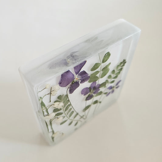 Z003 Violets Forever with Lily of the Valley (1 of 5) Limited to 5 this season – 3D Resin Flower Shadow Box