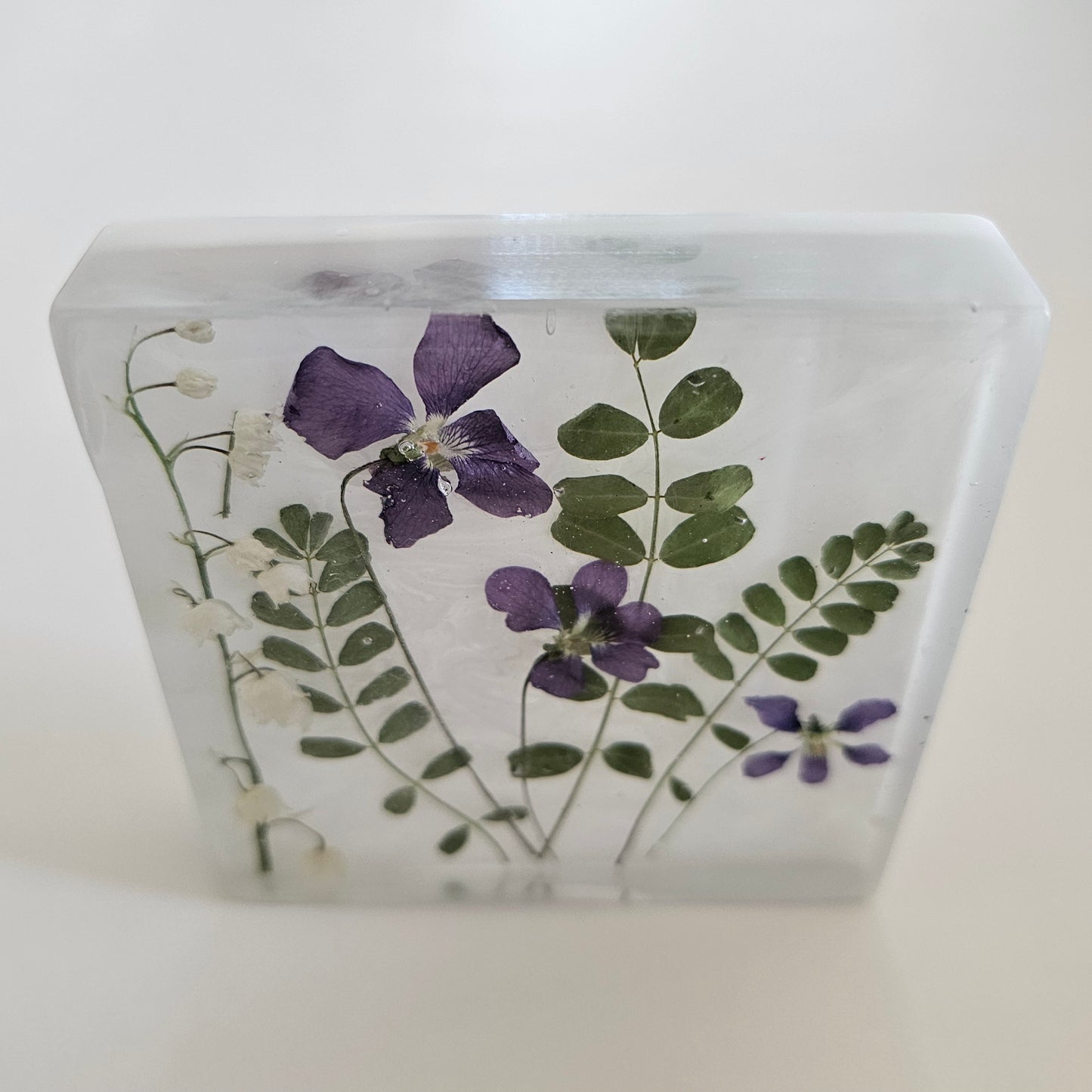 Z003 Violets Forever with Lily of the Valley (1 of 5) Limited to 5 this season – 3D Resin Flower Shadow Box