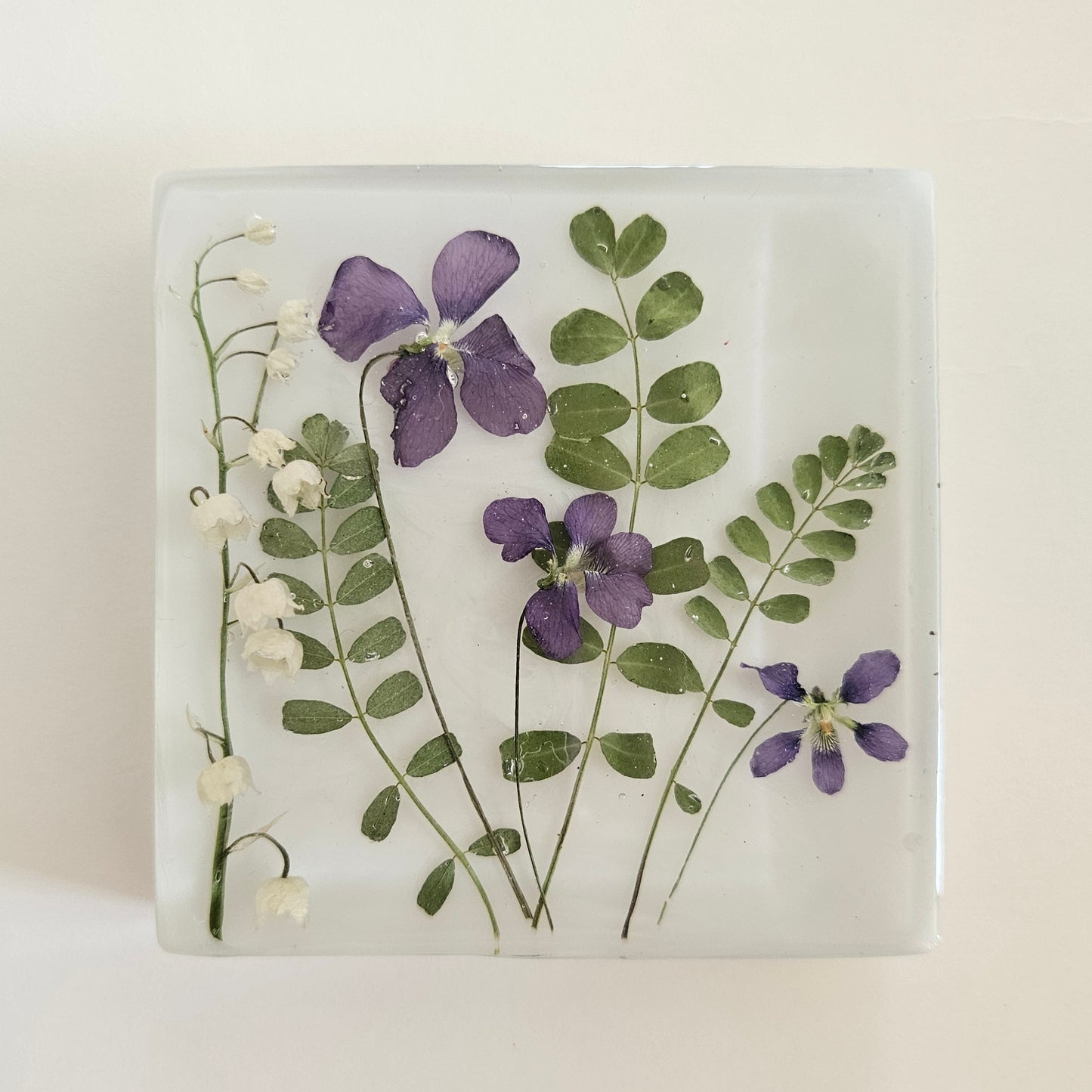 Z003 Violets Forever with Lily of the Valley (1 of 5) Limited to 5 this season – 3D Resin Flower Shadow Box